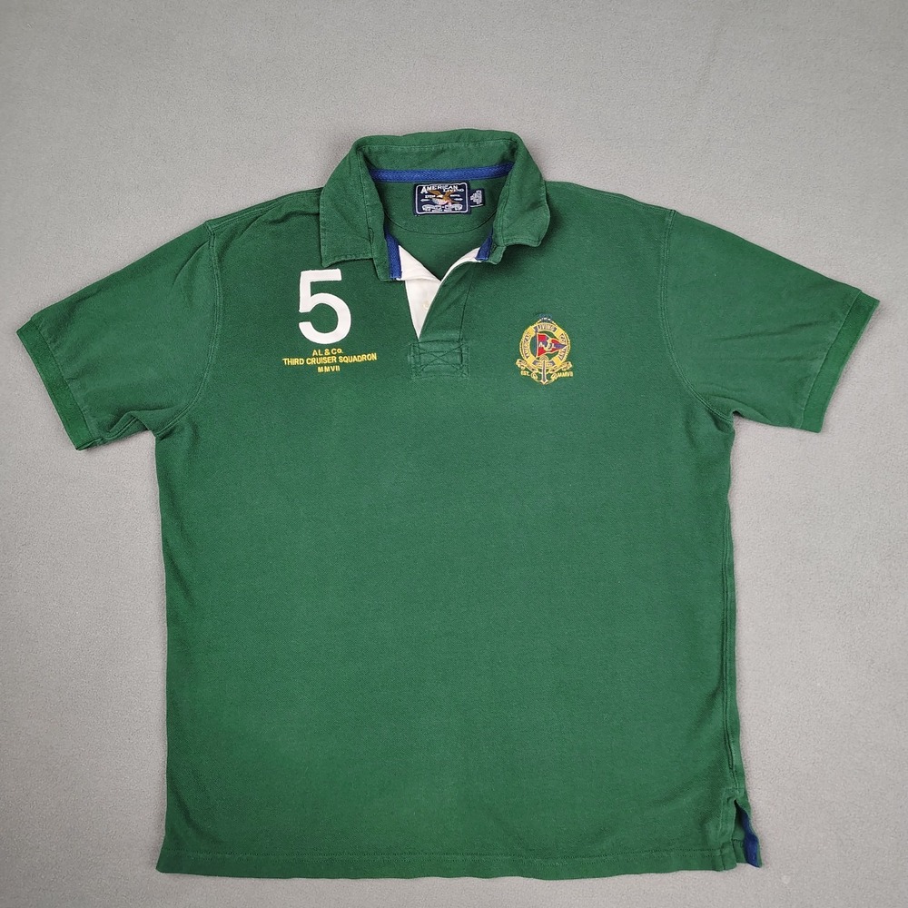 American Living Rugby Polo Shirt‎ XL Hunter Green Yacht Club Sailing Preppy EC